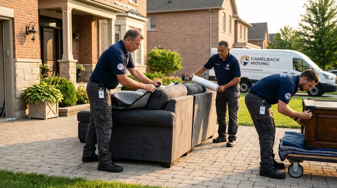 Large estate moving crew wrapping furniture in Rockwell City, IA
