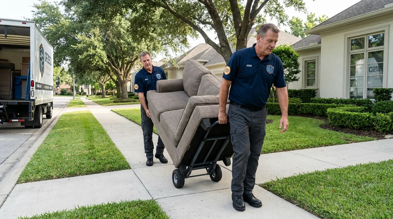 Local residential moving crew loading furniture in Rockwell City, IA